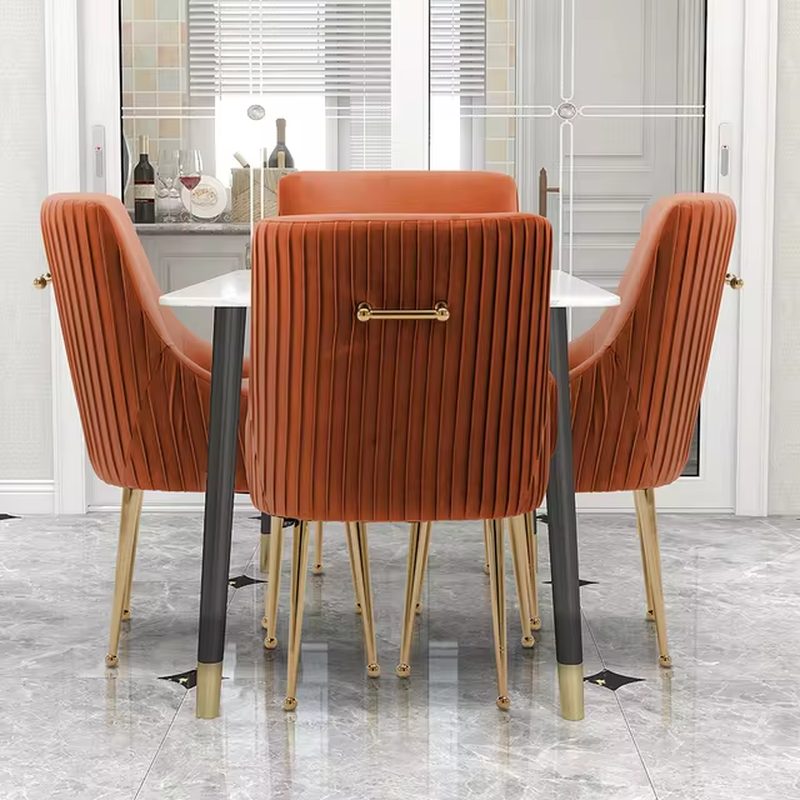 SEYNAR Modern Glam Boucle Pleated Velvet Dining Chair Set of 4 with Rear Handle