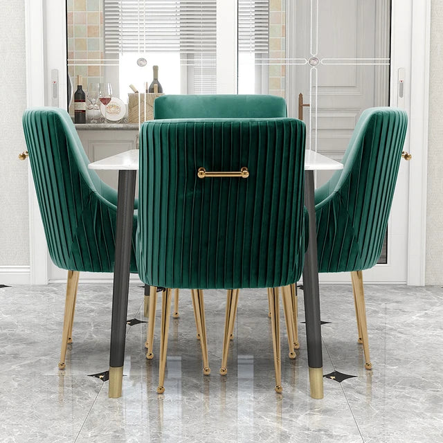 SEYNAR Modern Glam Boucle Pleated Velvet Dining Chair  Set of 4 with Rear Handle