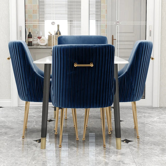 SEYNAR Modern Glam Boucle Pleated Velvet Dining Chair  Set of 4 with Rear Handle